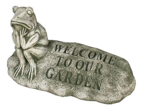 #2493 Sitting Frog Welcome Stone